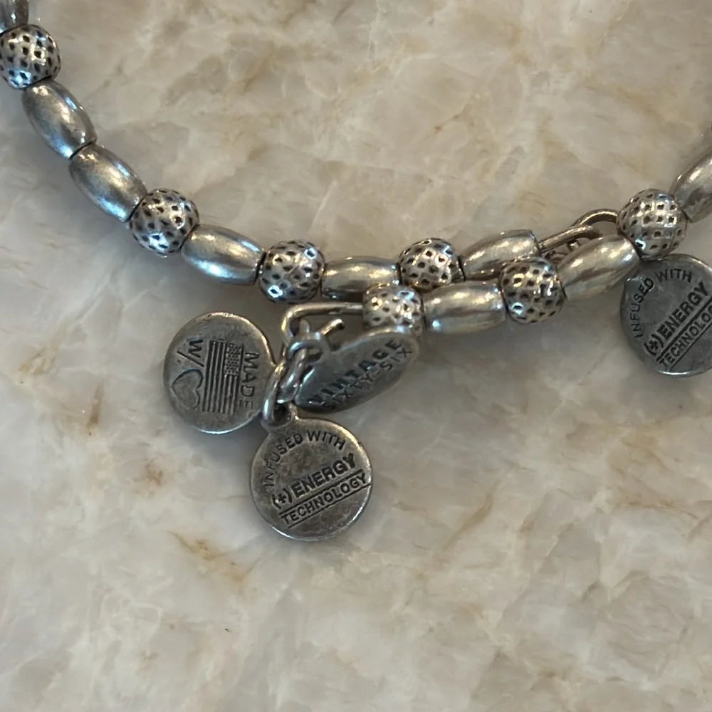 Alex and Ani bracelet, unique design with beads, dark silver